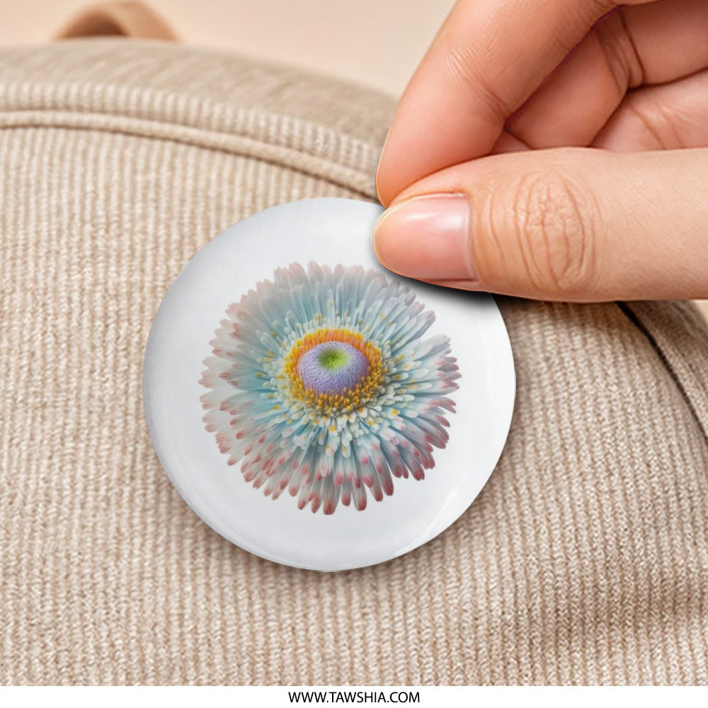 Gerbera Daisy Pinback Button, Floral Badge, Flower Button, Botanical Pin, Colorful Button, Pastel Flower Pin, Cute Pinback Button - Tawshia