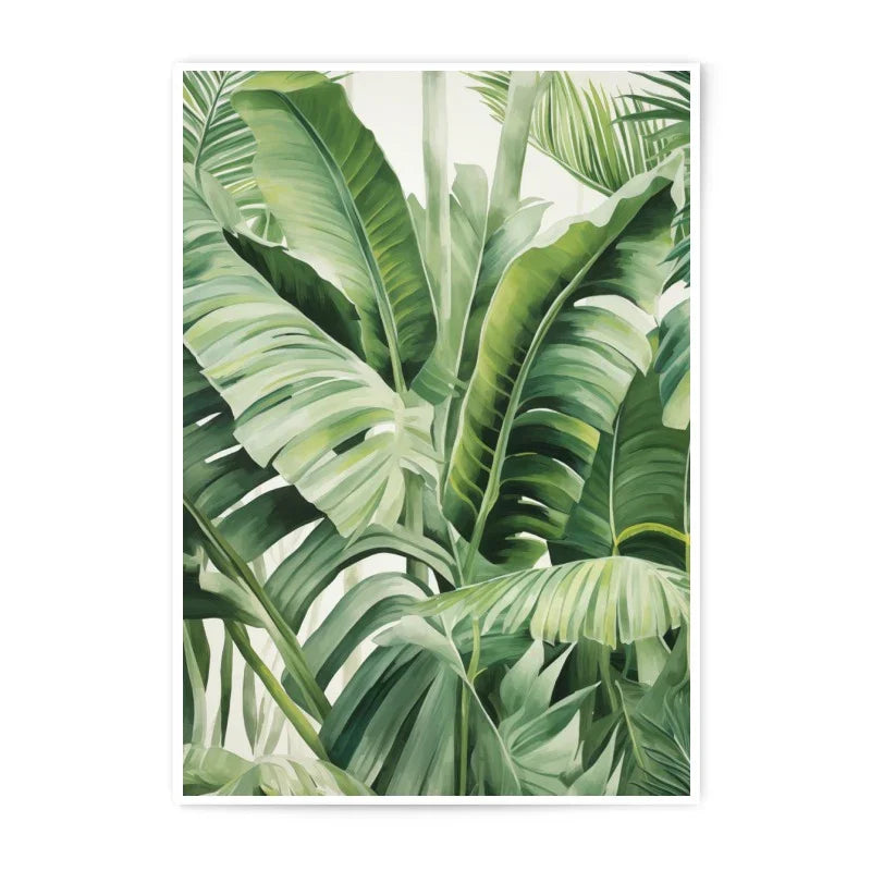 Tropical Leaves Photographic Print, Banana Leaf Wall Decor, Green Botanical Art Print, Jungle Palm Leaf Art, Tropical Home Decor - Tawshia