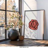 Rose Wall Art, Floral Print, Botanical Home Decor, Minimalist Art, Flower Wall Decor, Nature Inspired Art, Housewarming Gift, Framed Art - Tawshia