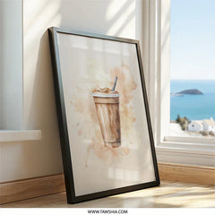Watercolor Coffee Art, Iced Coffee Wall Art, Coffee Lover Gift, Kitchen Wall Decor, Drink Art Print, Food Illustration, Cafe Art Print - Tawshia