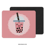 Cute Boba Tea Mouse Pad, Kawaii Pink Milk Tea, Trendy Desk Accessory, Bubble Tea Lover Gift, Adorable Office Decor, Aesthetic Mousepad - Tawshia