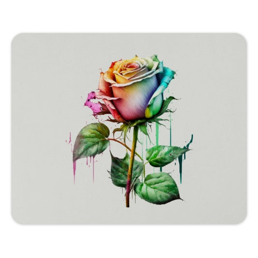 Rainbow Rose Mouse Pad, Watercolor Floral Art, Colorful Flower Desk Decor, Unique Office Gift, Artistic Mousepad, Desk Accessories - Tawshia