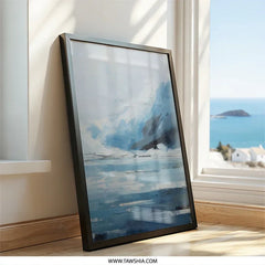 Abstract Landscape Wall Art, Blue Mountain Painting Print, Modern Nature Home Decor, Minimalist Artwork, Serene Scenery Art - Tawshia