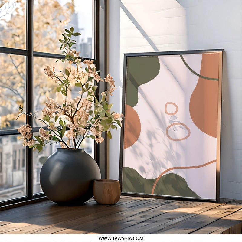 Abstract Wall Art, Modern Art Print, Minimalist Decor, Geometric Shapes, Contemporary Artwork, Living Room Art, Home Decor, Neutral Tones - Tawshia