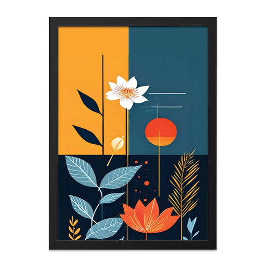 Modern Floral Wall Art, Abstract Botanical Print, Geometric Decor, Contemporary Flower Art, Home Decor Wall Art - Tawshia