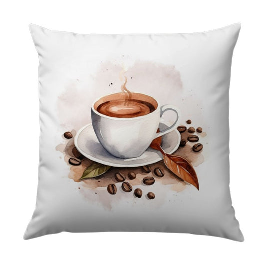 Coffee Cup Pillow, Watercolor Art Pillow, Coffee Lover Decor, Home Decor Pillow, Cute Pillow - Tawshia