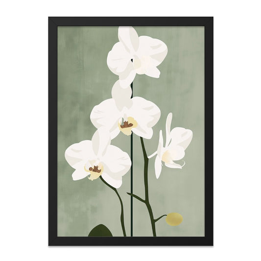 White Orchid Flower Wall Art, Floral Print, Minimalist Decor, Botanical Illustration, Modern Art Print (132 characters) - Tawshia