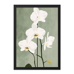 White Orchid Flower Wall Art, Floral Print, Minimalist Decor, Botanical Illustration, Modern Art Print (132 characters) - Tawshia