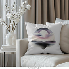 Moonscape Pillow, Watercolor Painting, Night Sky Art, Celestial Design, Dreamy Decor, Home Accent, Soft Cushion, Unique Gift Idea - Tawshia