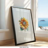 Sunflower Wall Art, Floral Art Print, Botanical Wall Decor, Yellow Flower Print, Flower Art, Home Decor, Nature Inspired Art - Tawshia