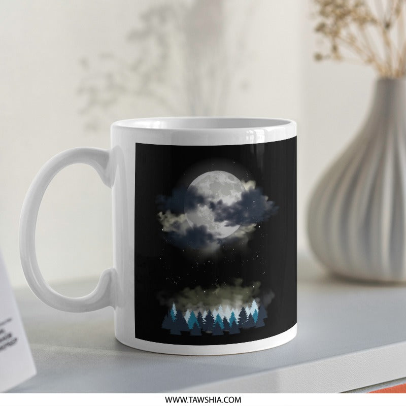 Moonlit Night Sky Forest Scene Mug product