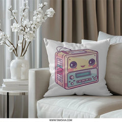 Cute Kawaii Tape Player Pillow, Retro Aesthetic Throw Pillow, Anime Style Room Decor, Funky Accent Pillow, 80s Cassette Player Pillow - Tawshia