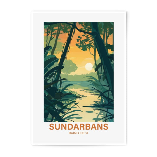Sundarbans Photographic Print, Rainforest Art Print, Nature Photography, Landscape Art, Sunset Wall Decor, Tropical Forest Picture - Tawshia