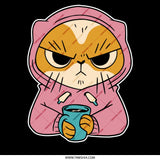 Grumpy Cat in Hoodie with Mug Sticker product type
