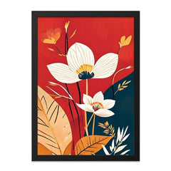 Floral Wall Art Print, Modern Flower Art, Botanical Art Print, Red and Blue Wall Decor, Abstract Flower Painting - Tawshia