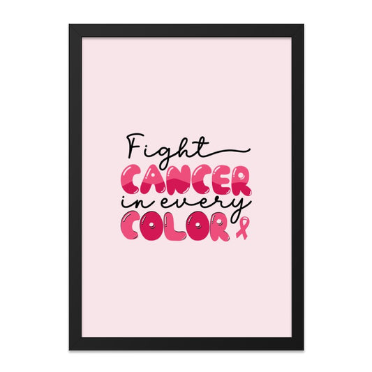 Fight Cancer Framed Wall Art, Pink Ribbon Art, Motivational Quote Art, Color Awareness Art, Hope Wall Decor, Gift for Cancer Survivor - Tawshia