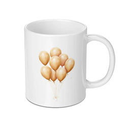 Golden Balloon Mug, Celebration Mug, Birthday Party, Party Balloons, Gift for Her, Gift for Him, Decorative Mug, Special Occasion - Tawshia