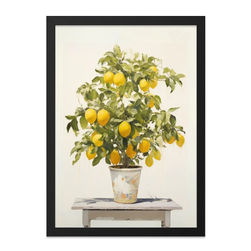 Lemon Tree Wall Art, Citrus Fruit Print, Botanical Illustration, Kitchen Decor, Modern Farmhouse Art, Vibrant Home Decor, Potted Plant - Tawshia