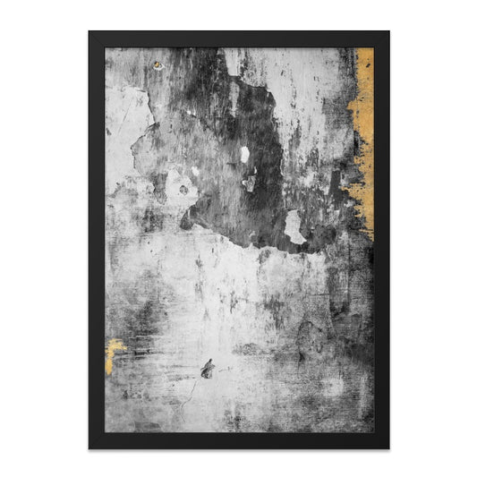 Textured Wall Art, Abstract Decay Print, Monochrome Wall Decor, Grunge Wall Hanging, Distressed Plaster Art, Black White Gold Wall Art - Tawshia