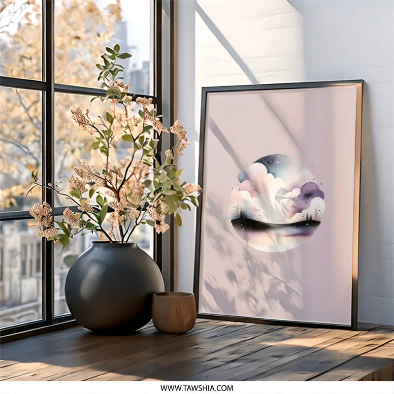 Dreamy Clouds Wall Art, Abstract Landscape Art, Pastel Sky Print, Celestial Scene Decor, Watercolor Cloudscape Painting, Modern Home Art - Tawshia