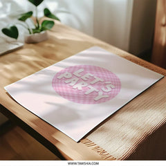 Lets Party Photographic Print, Pink Checkered Design, Fun Art Print, Party Decor, Celebration Art, Wall Decor, Trendy Aesthetic - Tawshia