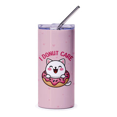 Donut Cat Tumbler, Cute Cat Pun, Funny Tumbler, Gift for Cat Lover, Pink Tumbler, Gift Idea, Kawaii Cat, Novelty Tumbler - Tawshia