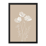 Beige Floral Wall Art, Minimalist Flower Print, Botanical Line Art, Neutral Decor, Elegant Wall Decor, Modern Home Art, Flower Wall Art - Tawshia