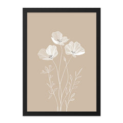 Beige Floral Wall Art, Minimalist Flower Print, Botanical Line Art, Neutral Decor, Elegant Wall Decor, Modern Home Art, Flower Wall Art - Tawshia