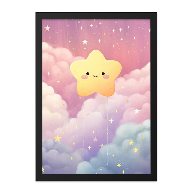Cute Star Wall Art, Nursery Decor, Kids Room Art, Baby Shower Gift, Dreamy Clouds, Celestial Art, Kawaii Decor - Tawshia