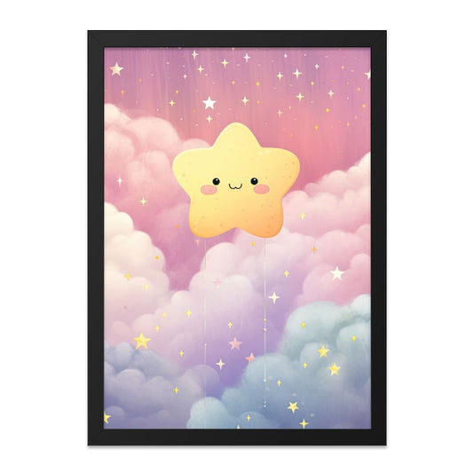 Cute Star Wall Art, Nursery Decor, Kids Room Art, Baby Shower Gift, Dreamy Clouds, Celestial Art, Kawaii Decor - Tawshia