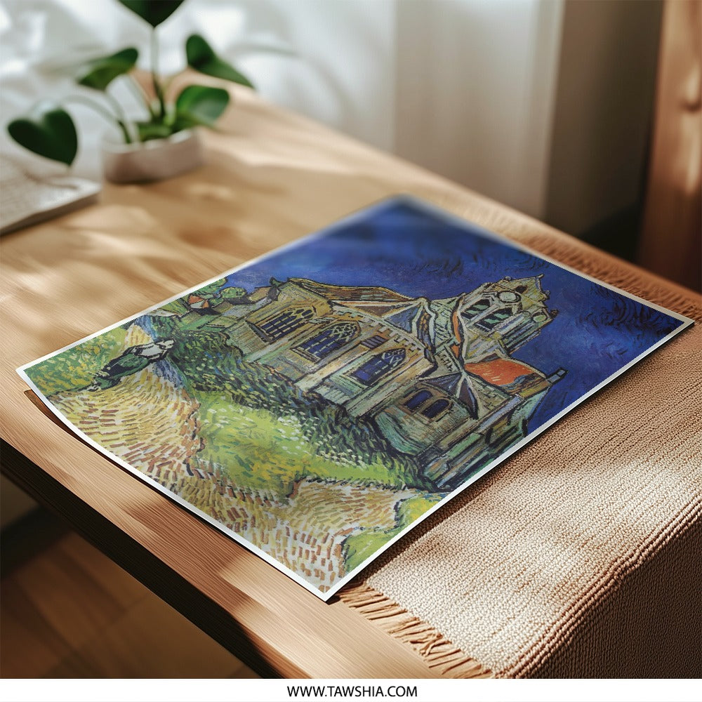 Vincent Van Gogh Church Photographic Print, Auvers Sur Oise, Famous Impressionist Art, Wall Decor, Home Decor, Art Gift, Church Print - Tawshia