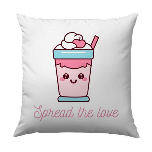 Spread the Love Pillow, Kawaii Drink Throw Pillow, Cute Milkshake Pillow, Romantic Home Decor, Anniversary Gift - Tawshia