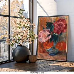 Renoir Flowers Wall Art, Floral Painting Print, Impressionist Still Life, Vase of Flowers Fine Art Print, Home Decor Wall Hanging - Tawshia