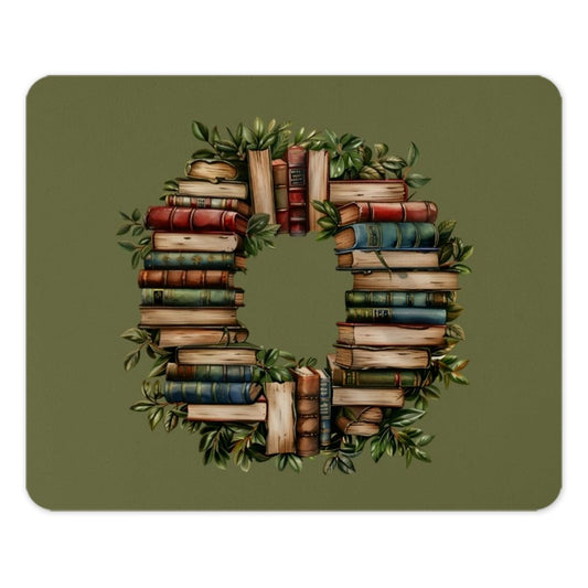 Book Wreath Mouse Pad, Reading Lover Gift, Librarian Present, Bookish Decor, Literary Gift, Teacher Appreciation, Book Lover Gift - Tawshia