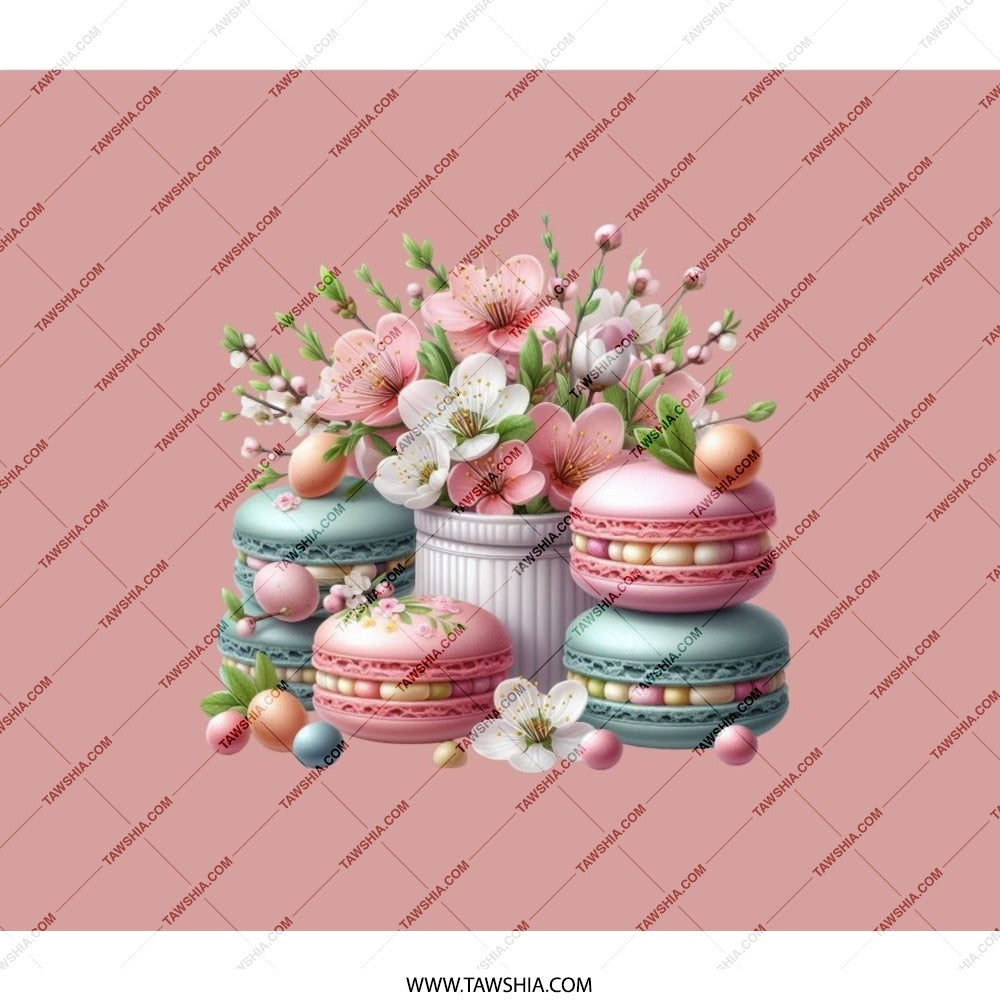 Macarons and Flowers Backpack, Sweet Treat Gift, Food Art Backpack, Unique Backpack Design, Stylish Backpacks - Tawshia