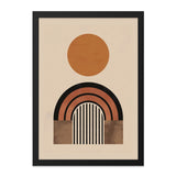 Abstract Geometric Wall Art, Boho Sun Rainbow Print, Minimalist Home Decor, Neutral Tone Art, Modern Art Poster, Framed Wall Decor - Tawshia