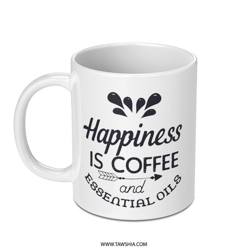 Happiness is Coffee Mug, Essential Oil Mug, Coffee Lover Gift, Aromatherapy Mug, Funny Mug, Cute Mug, Gift for Her, Self Care Mug - Tawshia