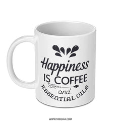 Happiness is Coffee Mug, Essential Oil Mug, Coffee Lover Gift, Aromatherapy Mug, Funny Mug, Cute Mug, Gift for Her, Self Care Mug - Tawshia
