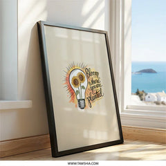 Sunflower Wall Art, Bloom Where You Are Planted Decor, Inspirational Wall Art Print, Lightbulb Flowers Artwork, Motivational Home Decor - Tawshia