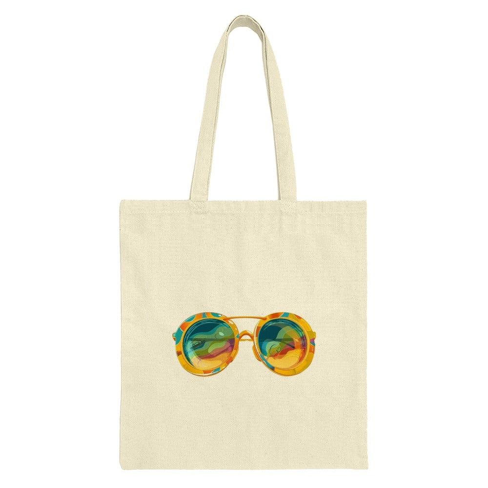 Retro Sunglasses Tote Bag, Colorful 70s Style, Novelty Gift, Beach Tote, Unique Design, Fashion Tote Bag, Summer Accessories - Tawshia