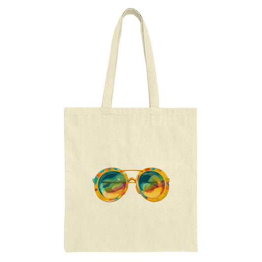 Retro Sunglasses Tote Bag, Colorful 70s Style, Novelty Gift, Beach Tote, Unique Design, Fashion Tote Bag, Summer Accessories - Tawshia