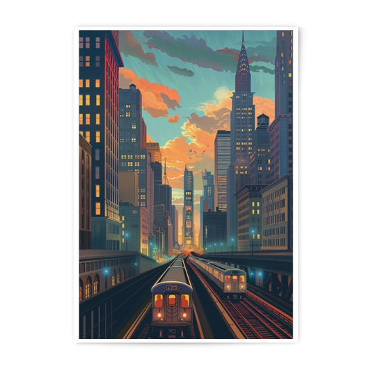 NYC Train Photographic Print, Cityscape Art, Urban Decor, Subway Art, New York City Skyline, Travel Print, Wall Art Print - Tawshia