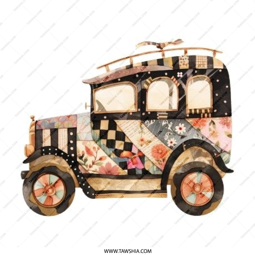 Vintage Car Pinback Button, Classic Automobile Badge, Floral Auto Pin, Retro Vehicle Flair, Collectible Pin Button, Unique Car Lover Gift - Tawshia