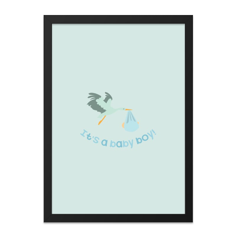 Baby Boy Wall Art, Stork Delivery Print, New Baby Gift, Nursery Decor, Baby Shower Gift, Modern Wall Decor, Baby Announcement Art - Tawshia
