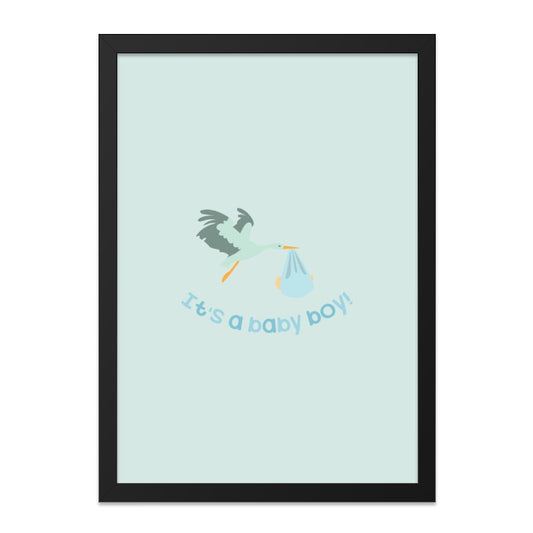 Baby Boy Wall Art, Stork Delivery Print, New Baby Gift, Nursery Decor, Baby Shower Gift, Modern Wall Decor, Baby Announcement Art - Tawshia