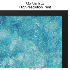 Pool Water Wall Art, Red Depth Sign, Cool Blue Waves, Summer Vibes Print, Home Decor Artwork, Modern Aesthetic Photo - Tawshia