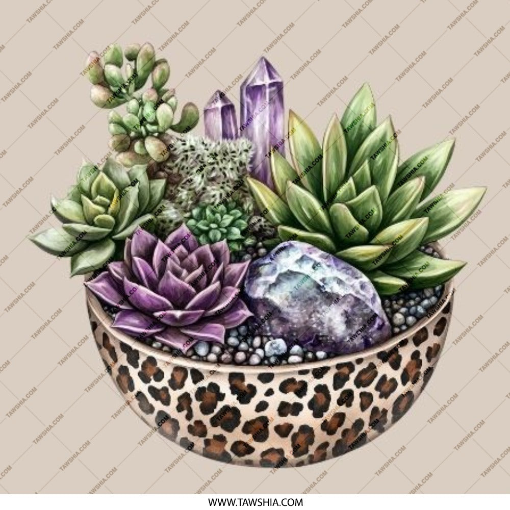 Leopard Print Succulent Terrarium Pinback Button, Crystal Accent Button, Stylish Home Decor, Cute Plant Button, Gift For Plant Lover - Tawshia
