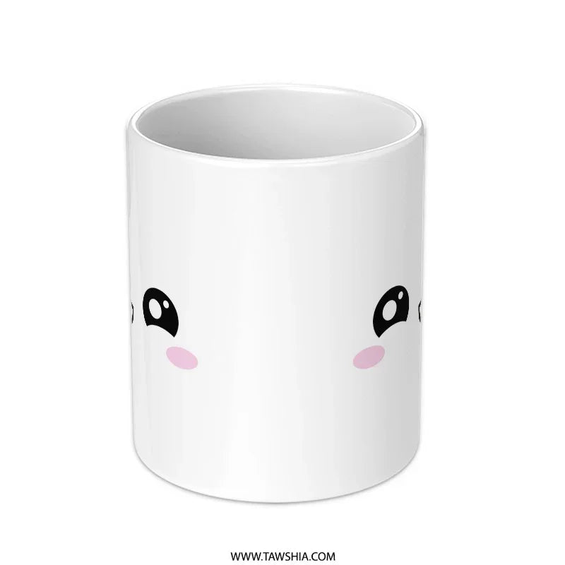 Cute Blushing Face Design White Mug product type