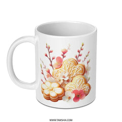 Floral Cookies Mug, Heart Cookies, Spring Flowers, Unique Gift, Coffee Cup, Tea Mug, Cute Mug, Gift for Baker, Baking Lover, Gift for Her - Tawshia