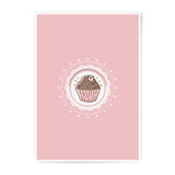 Cute Cupcake Photographic Prints, Pink Heart Art, Sweet Treat Decor, Kitchen Art, Dessert Illustration, Whimsical Print, Home Decor - Tawshia